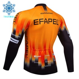 Wielershirt 2024 Efapel Lange Mouw Winter Thermal Fleece Oranje